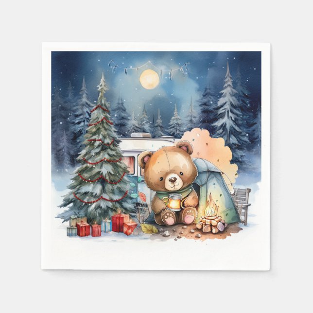 Serviette En Papier Le thème de Noël du camping pour le camping (Devant)