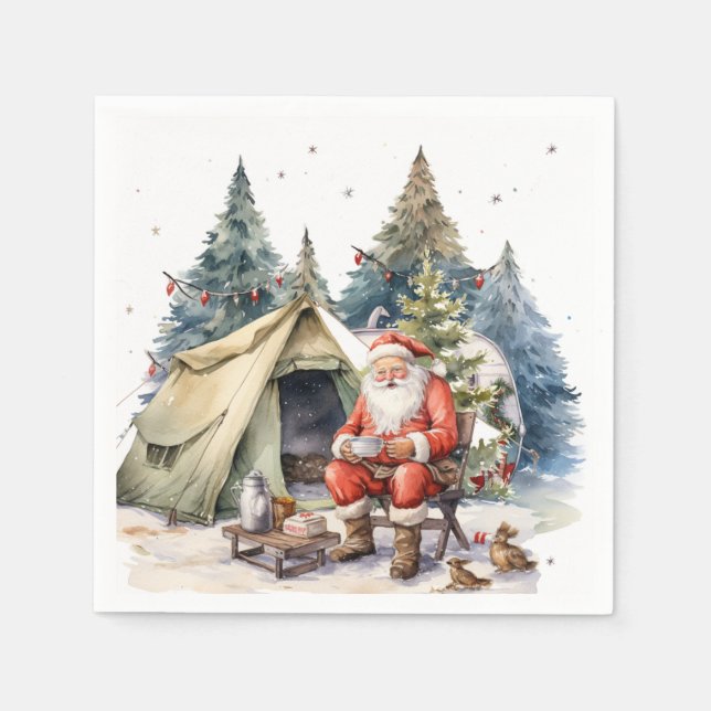 Serviette En Papier Le thème de Noël du camping pour le camping (Devant)