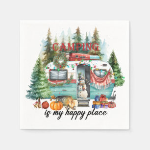 Serviette En Papier Le thème de Noël du camping pour le camping