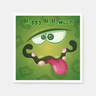 Serviette En Papier Le visage fou du monstre vert