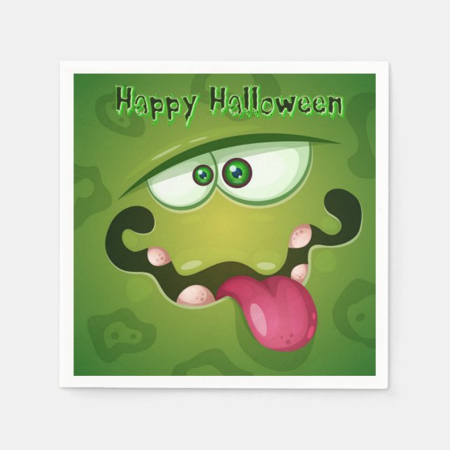 Serviette En Papier Le visage fou du monstre vert (Devant)