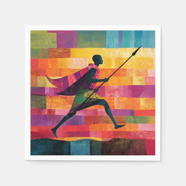 Serviette En Papier Le voyage du guerrier massaï (Devant)