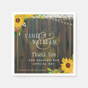 Serviette En Papier LeahG Tournesols rustiques Luminaires en dentelle