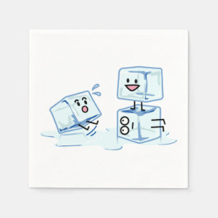 Serviette En Papier l'eau glaciale de cube en glaçons glissant le
