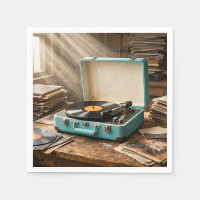 Serviette En Papier Lecteur de disques portable rétro (Devant)
