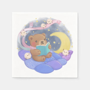 Serviette En Papier Lecture de l'ours en peluche avec illustration de 