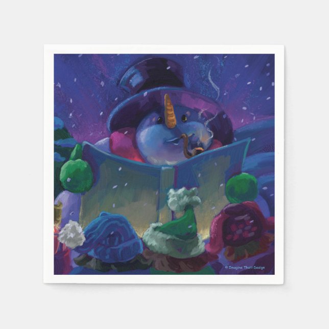 Serviette En Papier Lecture hivernale (Devant)