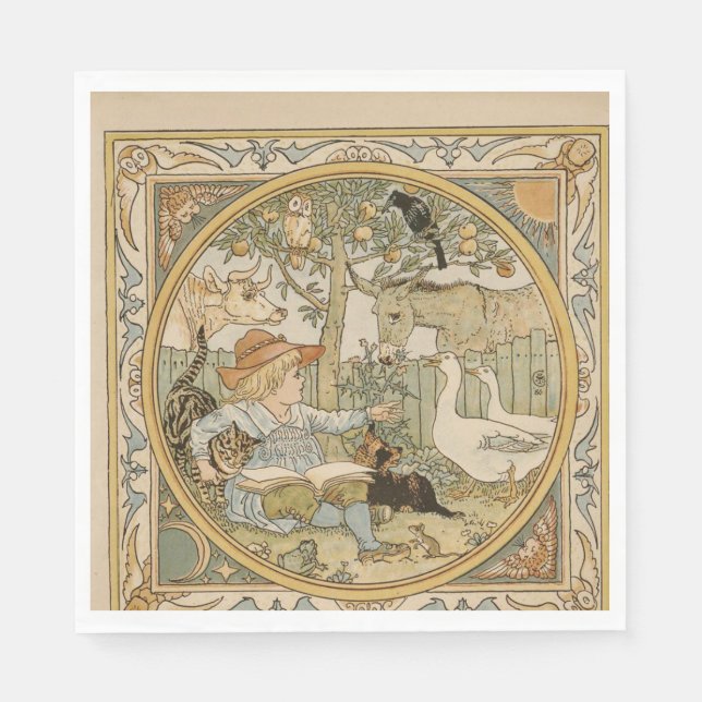 Serviette En Papier Lecture papier amusant Napkin (Devant)