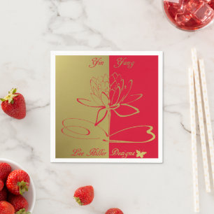 Serviette En Papier Lee Hiller Designs Logo Accents Or Rouge