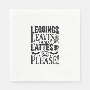 Serviette En Papier Leggings Feuilles Lattés Halloween Automne Café Cr