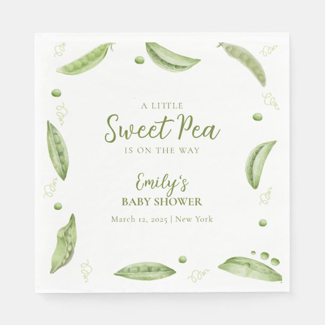 Serviette En Papier Légumes verts Pois sucrés dans Baby shower de pois (Devant)