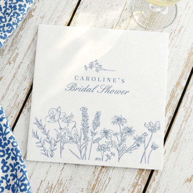 Serviette En Papier L'élégant Lavande Bleu Fleur des Champs Shower de  (Créateur téléchargé)