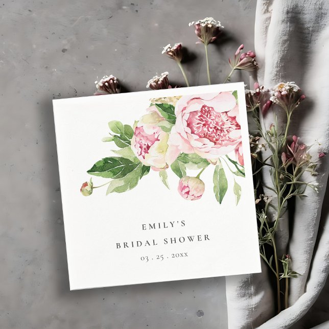 Serviette En Papier L'élégant Shower Floral Rose Pink de Mariée (Créateur téléchargé)