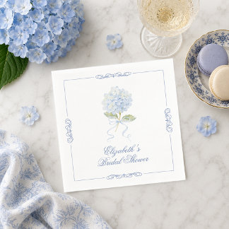 Serviette En Papier L'élégante Baby Shower Hydrangea Bleue pour la Mar