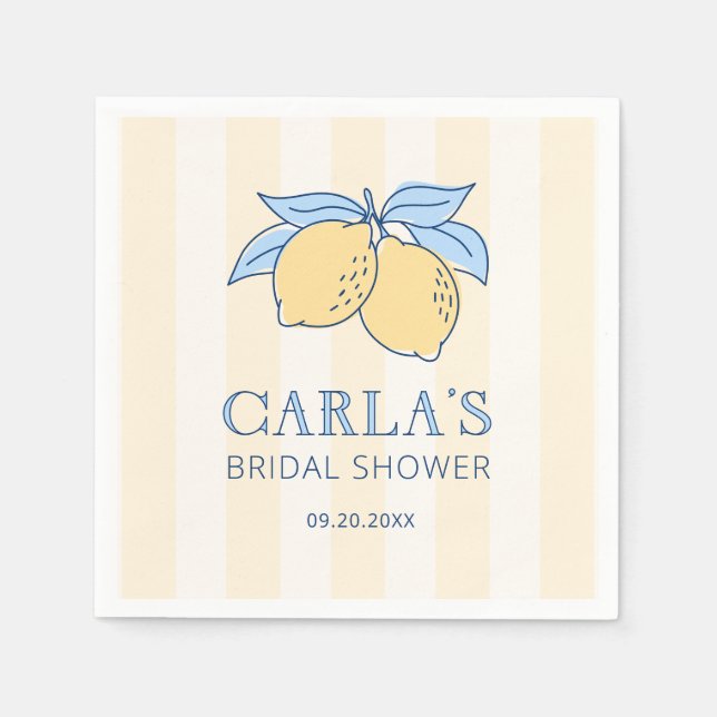 Serviette En Papier Lemon Amalfi Shower de Mariage (Devant)