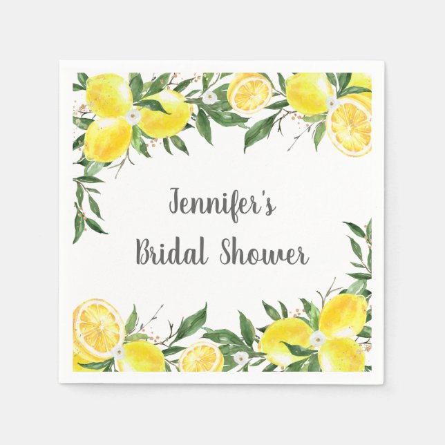 Serviette En Papier Lemon Greenery Gold Baby Shower de Mariage (Devant)