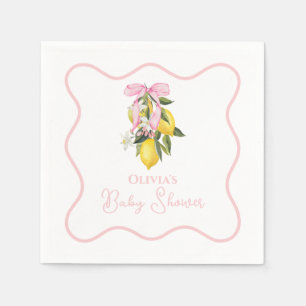 Serviette En Papier Lemon Pink Bow Préparation de Baby Shower Coquette