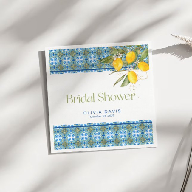 Serviette En Papier Lemons Carreaux Méditerranéens Enterrement de Vie  (Créateur téléchargé)