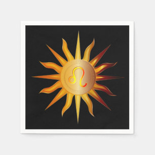 Serviette En Papier Léo Soleil Signe du Feu Mois de naissance Rouge &