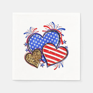 Serviette En Papier Leopard American Flag Heart 4 juillet USA