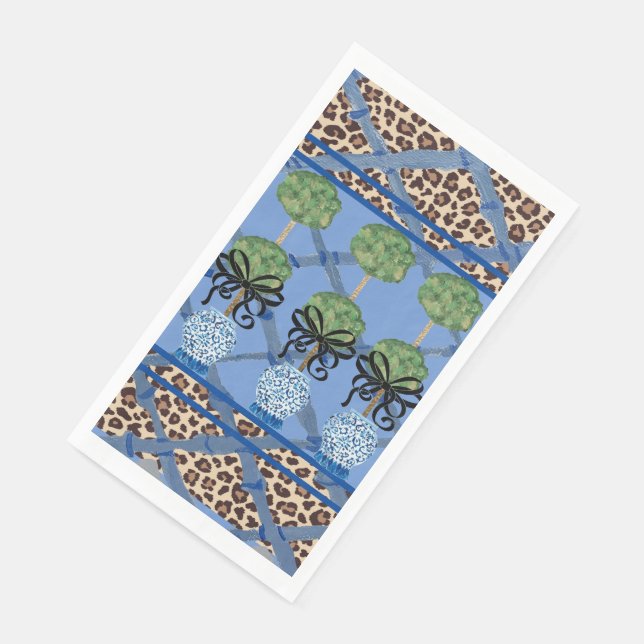 Serviette En Papier Leopard Bleu Bambou Chinoiserie Ginger Jar (Coin)