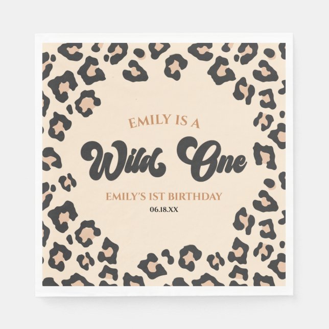 Serviette En Papier Leopard Cheetah Imprimer Wild Un 1er anniversaire  (Devant)
