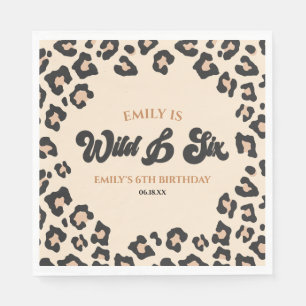 Serviette En Papier Leopard Cheetah Wild et Six Anniversaire