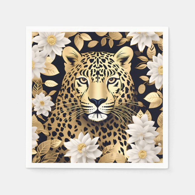 Serviette En Papier Leopard d'animal d'or (Devant)