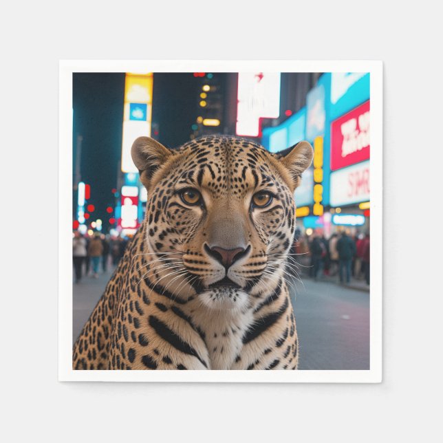 Serviette En Papier Leopard dans le Carré du Times (Devant)