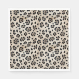 Serviette En Papier Léopard des neiges sauvage, aspect fourrure synthé