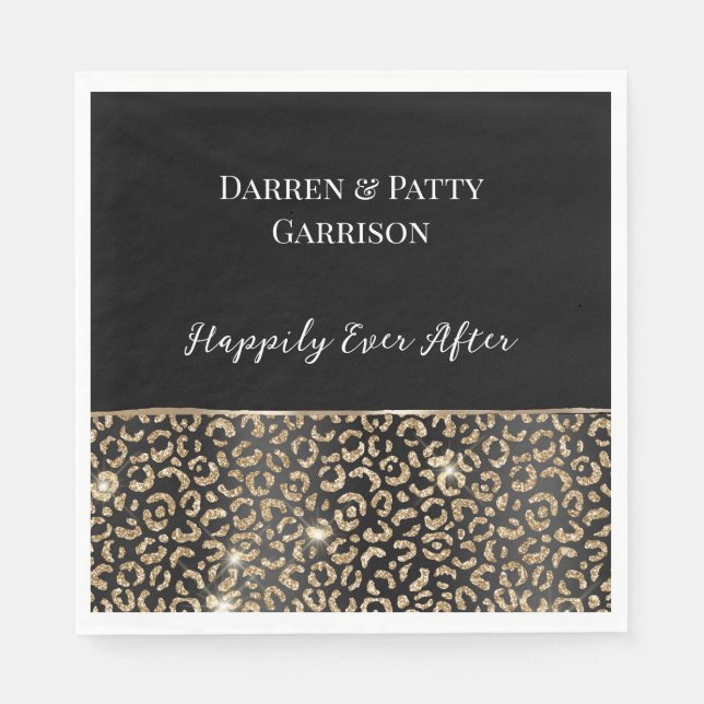 Serviette En Papier Léopard noir d'or (Devant)