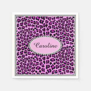 Serviette En Papier Leopard rose