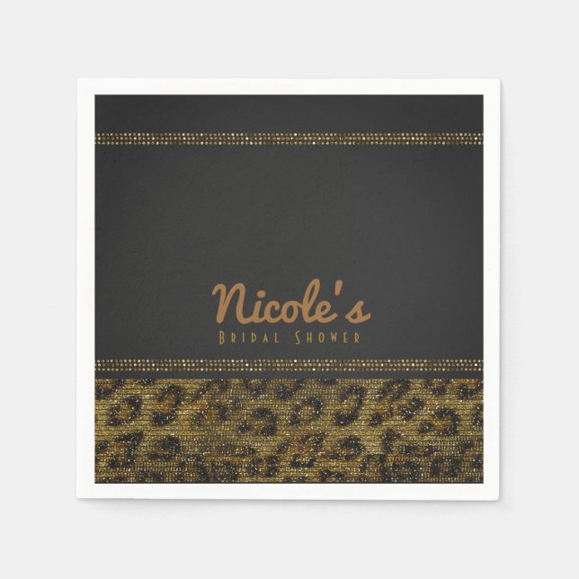 Serviette En Papier Léopard Sequins Glam Chic Parti moderne (Devant)