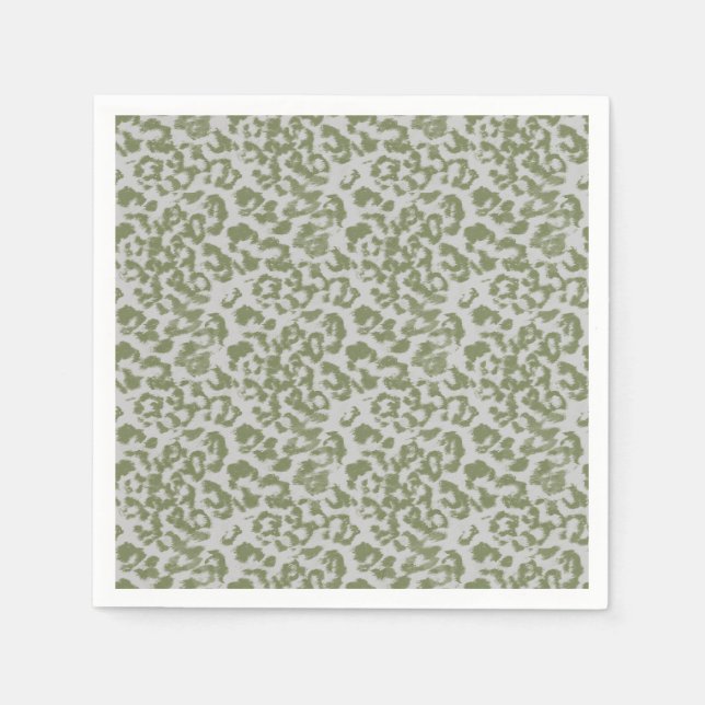 Serviette En Papier Léopard tacheté gris olive (Devant)