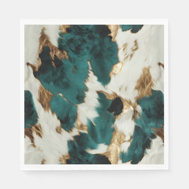 Serviette En Papier Léopard vert blanc (Devant)