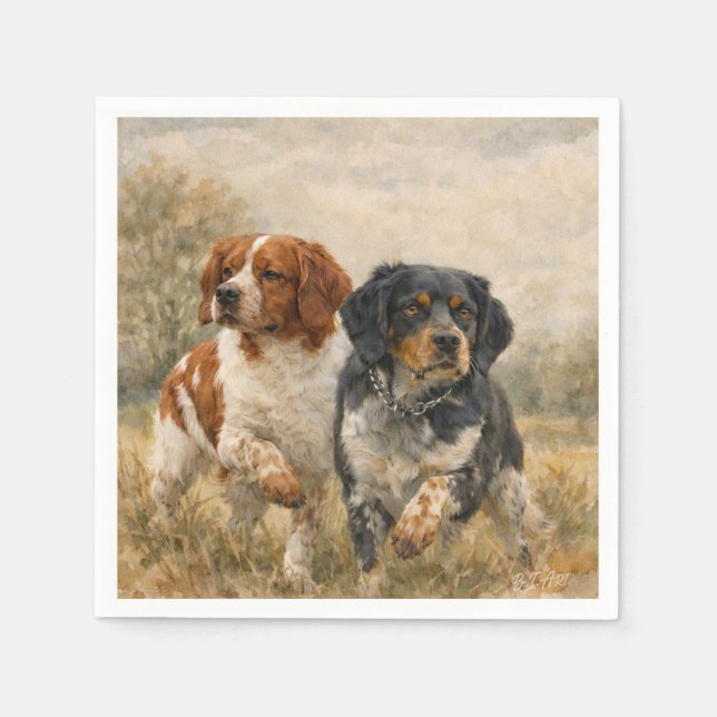 Serviette En Papier L'épagneul breton  (Devant)