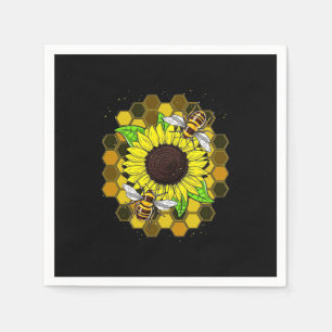 Serviette En Papier Les abeilles de tournesol hippie