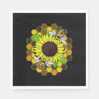Serviette En Papier Les abeilles de tournesol hippie