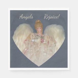 Serviette En Papier Les anges se réjouissent Fête traditionnelle bleue