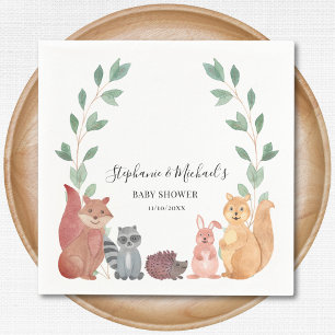 Serviette En Papier Les animaux des bois Baby shower de Couple