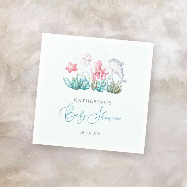 Serviette En Papier Les Animaux Océaniques Sous Le Baby shower Sea Boy (Créateur téléchargé)