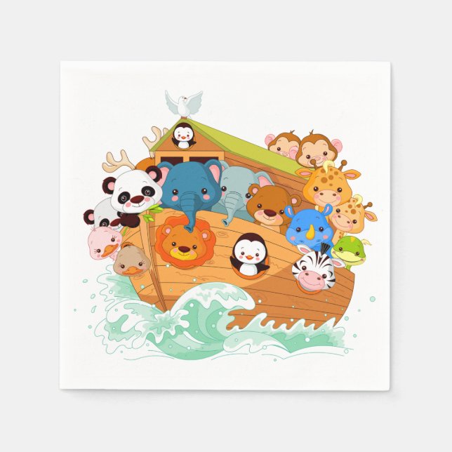 Serviette En Papier Les Animaux Sur Noahs Papier D'Art Napkins (Devant)