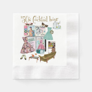 Serviette En Papier 'les années 50 Cocktail heure serviettes
