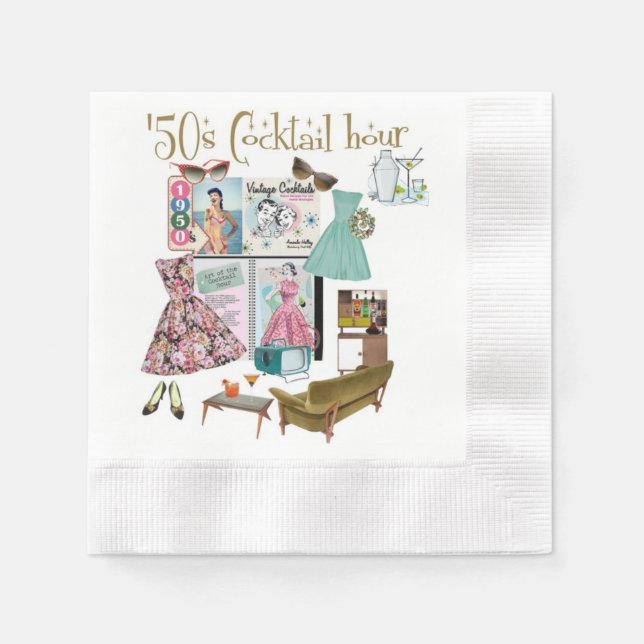 Serviette En Papier 'les années 50 Cocktail heure serviettes (Devant)