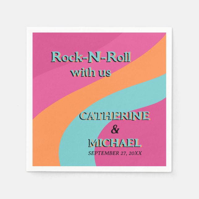 Serviette En Papier Les années 70 rétro Super Fuchsia Mariage (Devant)