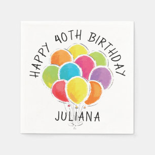 Serviette En Papier Les ballons colorés de joyeux anniversaire