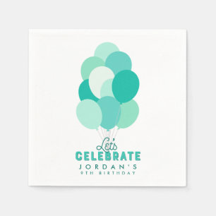 Serviette En Papier Les ballons Turquoises fêtent n'importe quel anni