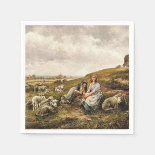 Serviette En Papier Les bergers devant les portes de la ville