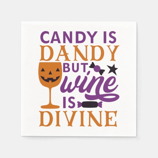 Serviette En Papier Les bonbons sont chics mais le vin est divin Funny (Devant)