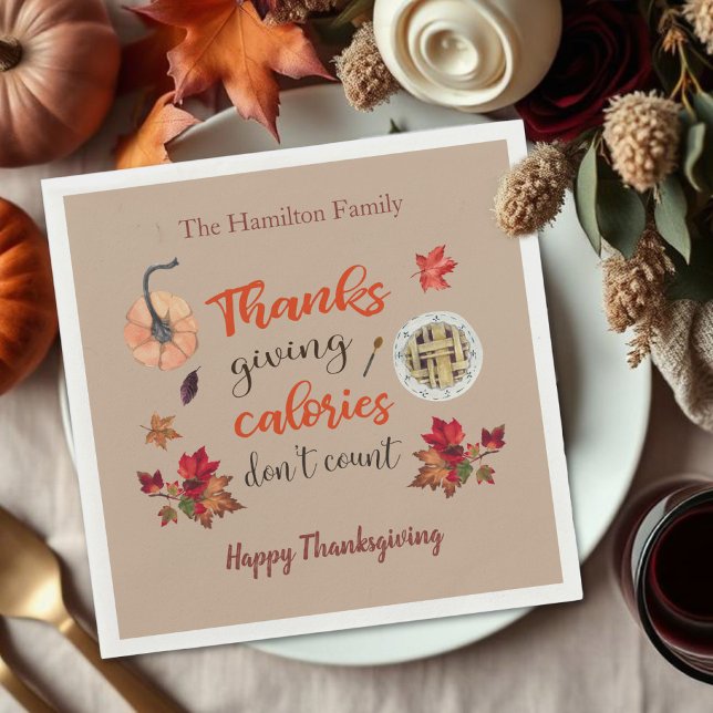 Serviette En Papier Les calories de Thanksgiving ne comptent pas les s (Créateur téléchargé)
